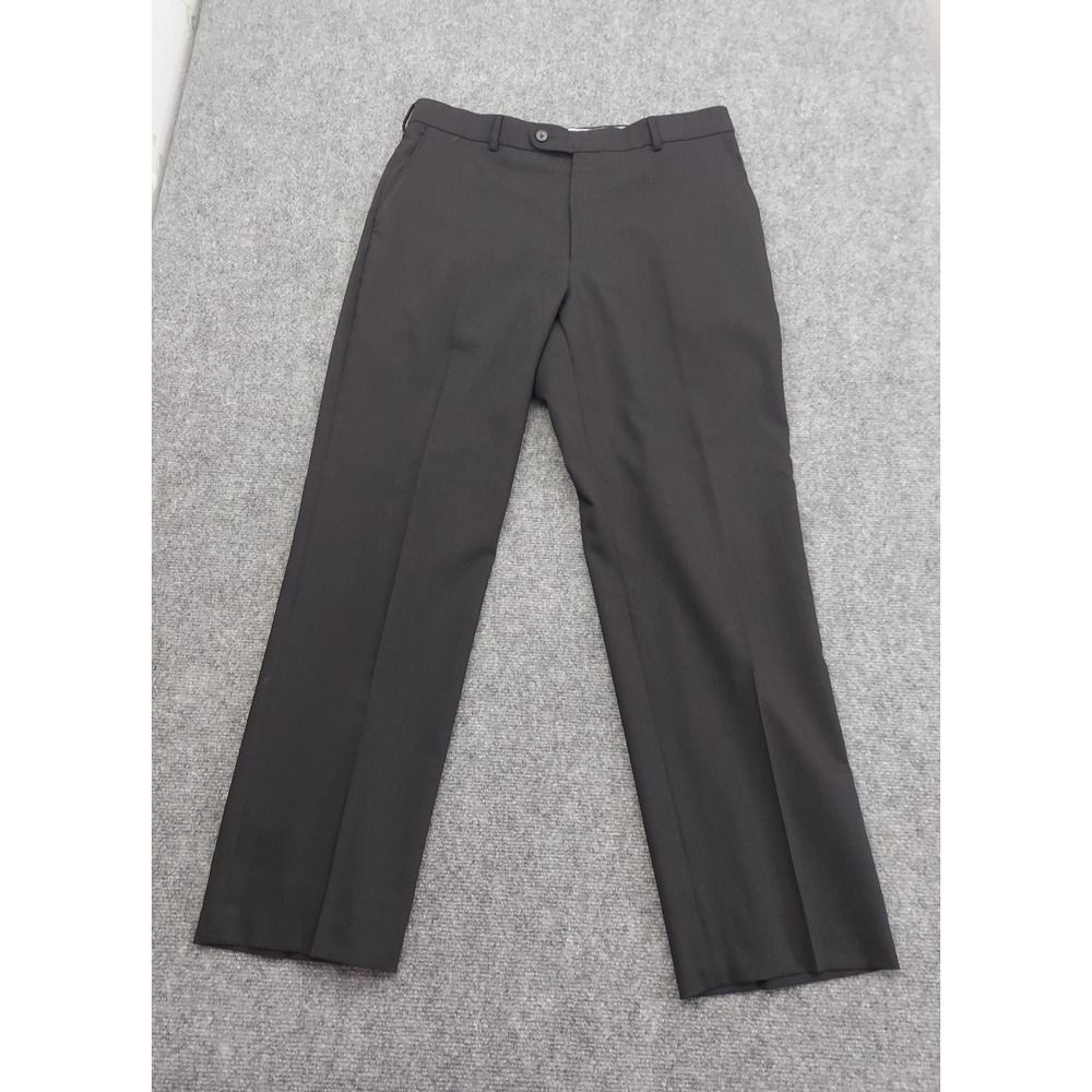 Ballin‎ Pants Mens 35 Black Super 120s Wool Dress Flat Front Comfort EZE